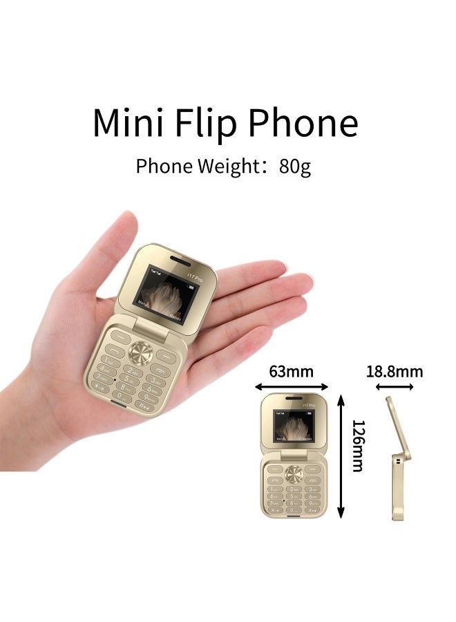 TAPIT 17pro Mini Flip Phon Keypad Non-smartphon Elderly Phon with Large Buttons, Dual SIM, FM Radio, Multilingual, Speed Dial, Blacklist, for Kids & Elderly (Golden Mini Flip Mobile Phone) - Image 2